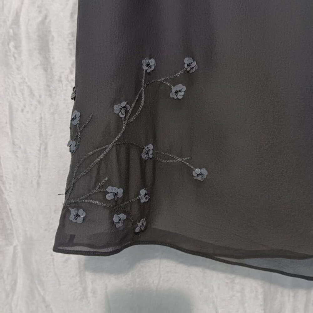 Floral Beaded Embroidered Silk Skirt-Size 8 - Picture 3 of 9